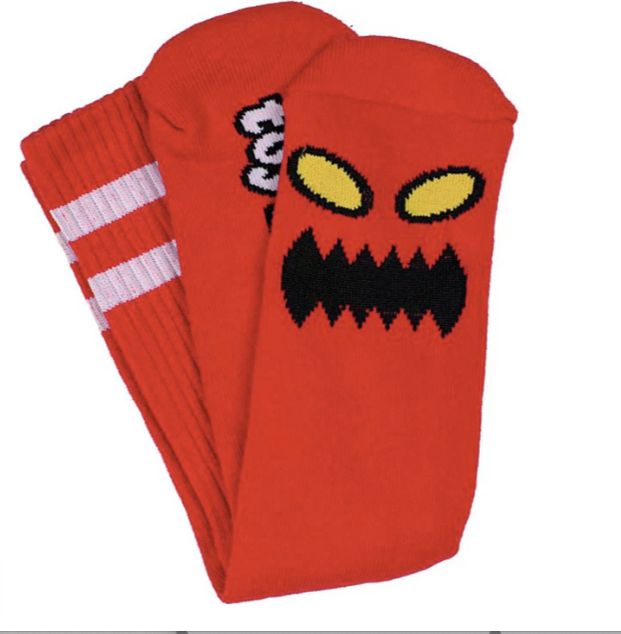 Black toy machine monster face men's crew socks