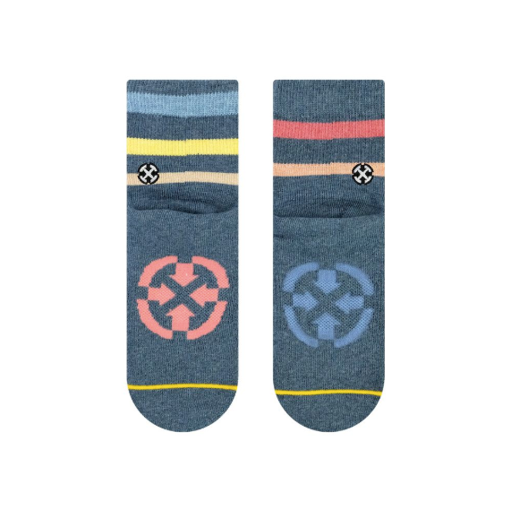 rainbow colored striped men's quarter height sock from merge4