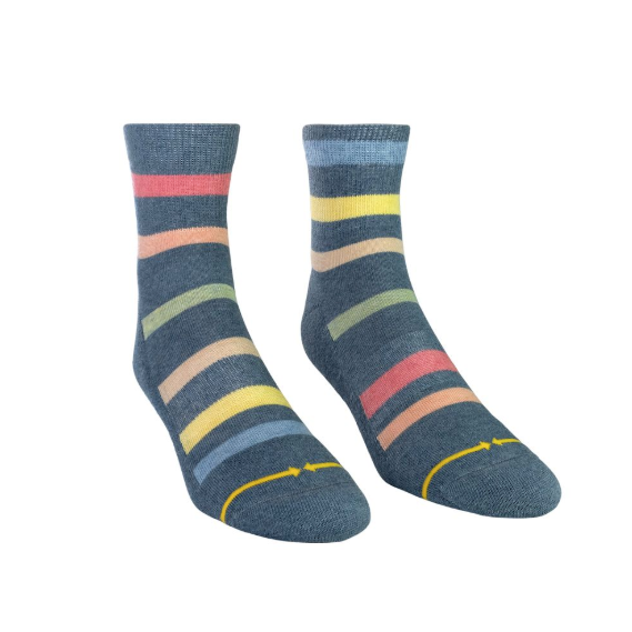rainbow colored striped men's quarter height sock from merge4