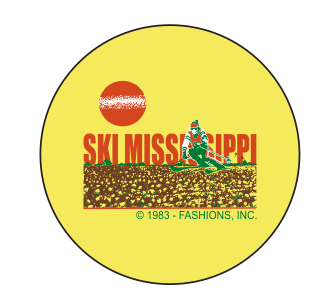 button featuring the ski mississippi logo in green brown and orange