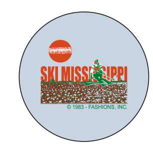 button featuring the ski mississippi logo in green brown and orange