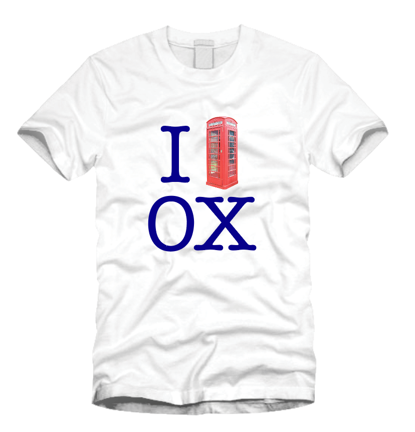 tee shirt with the slogan i love oxford mississippi featuring the iconic red phonebooth in place of a heart