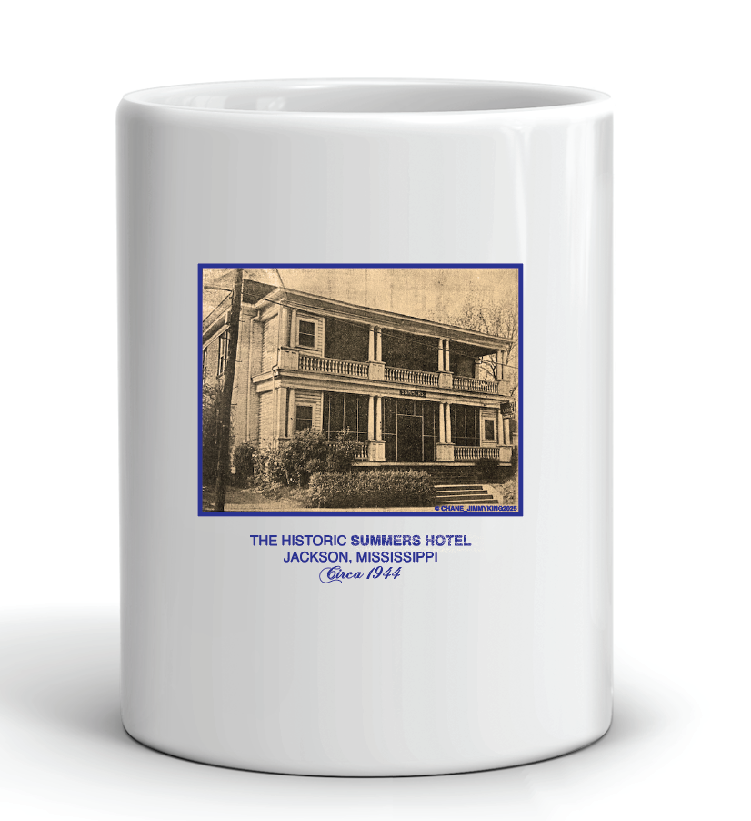 project chane coffee mug featuring the historic summers hotel in jackson mississippi circa 1944