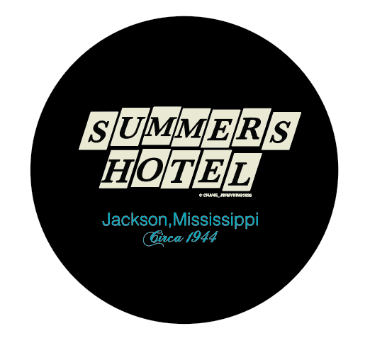 project chane button featuring the historic summers hotel in jackson mississippi circa 1944