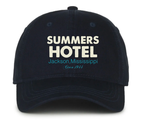 project chane embroidered hat featuring the historic summers hotel in jackson mississippi circa 1944