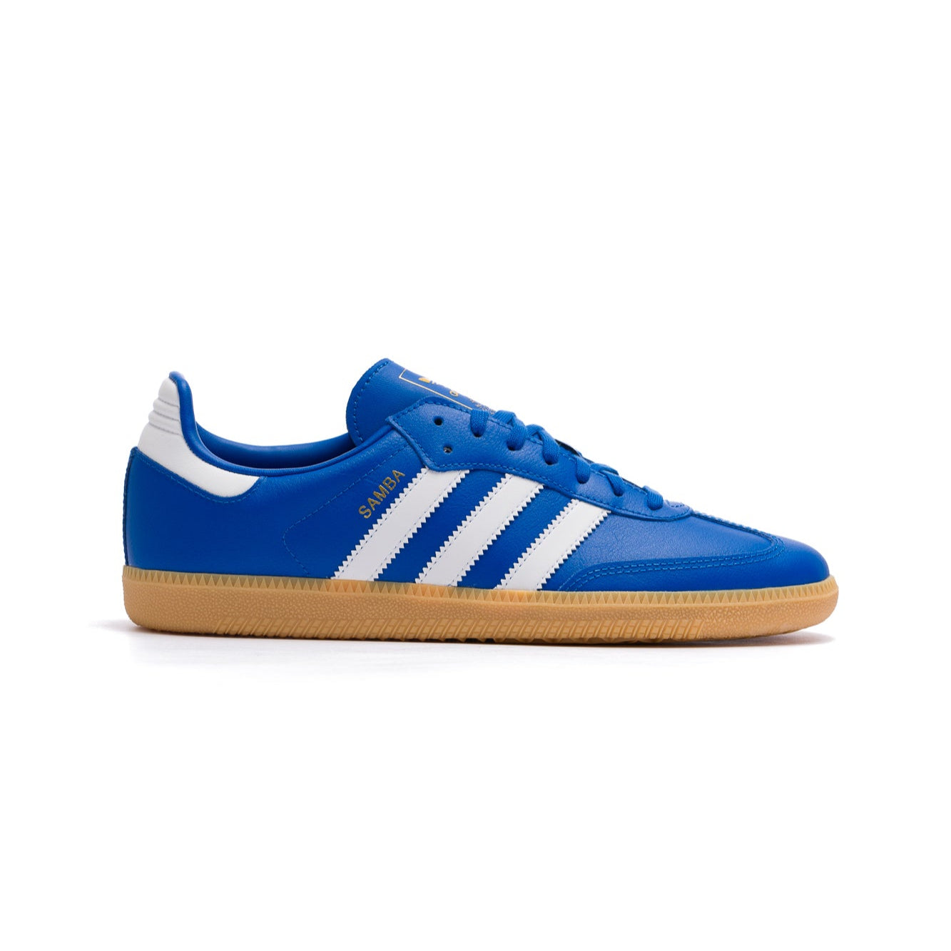 blue adidas kids leather and seude samba og with gum sole