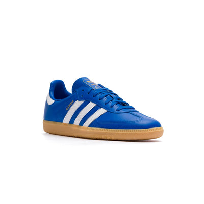 blue adidas kids leather and seude samba og with gum sole