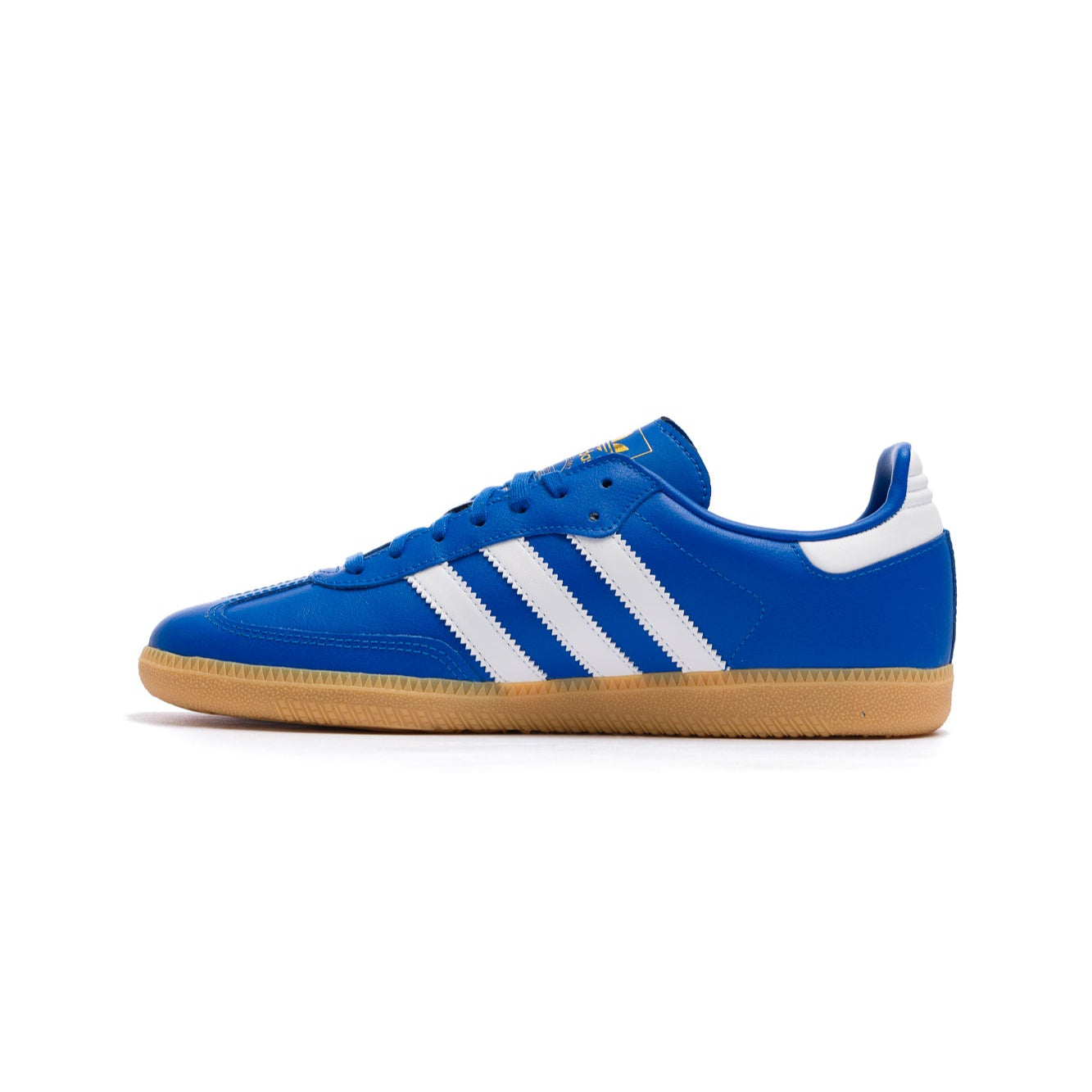 blue adidas kids leather and seude samba og with gum sole