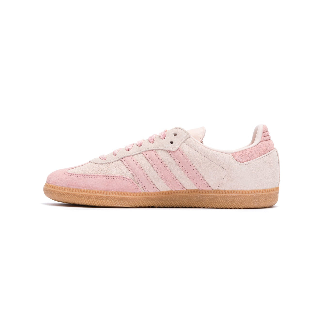 Pink Adidas women's samba sneaker on a white background
