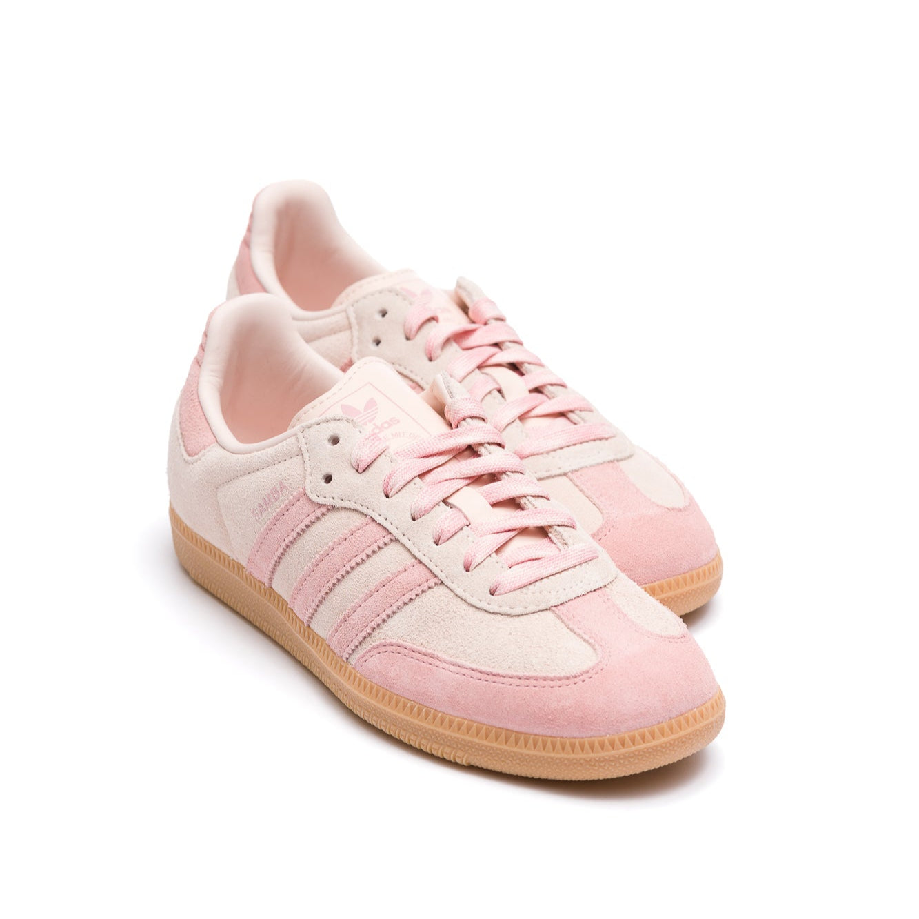 Pink Adidas women's samba sneaker on a white background