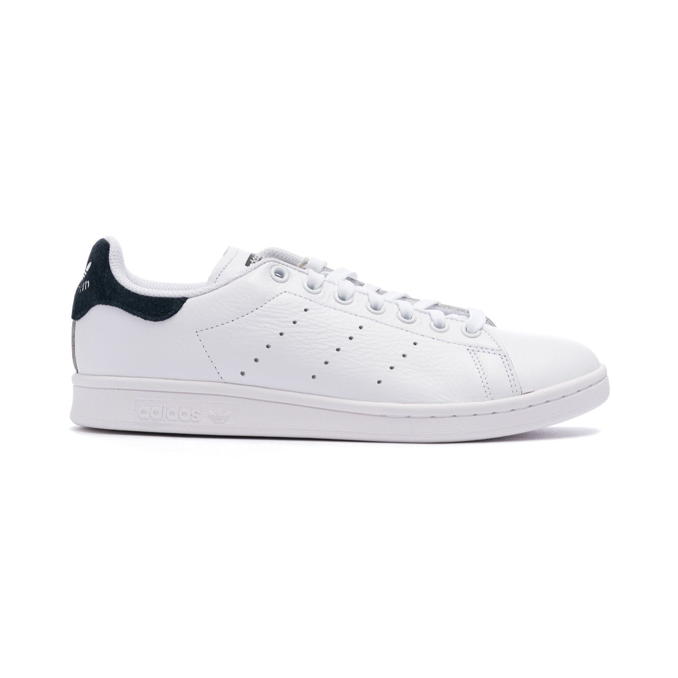 white adidas women's stan smith adv with black heel detail and white sole