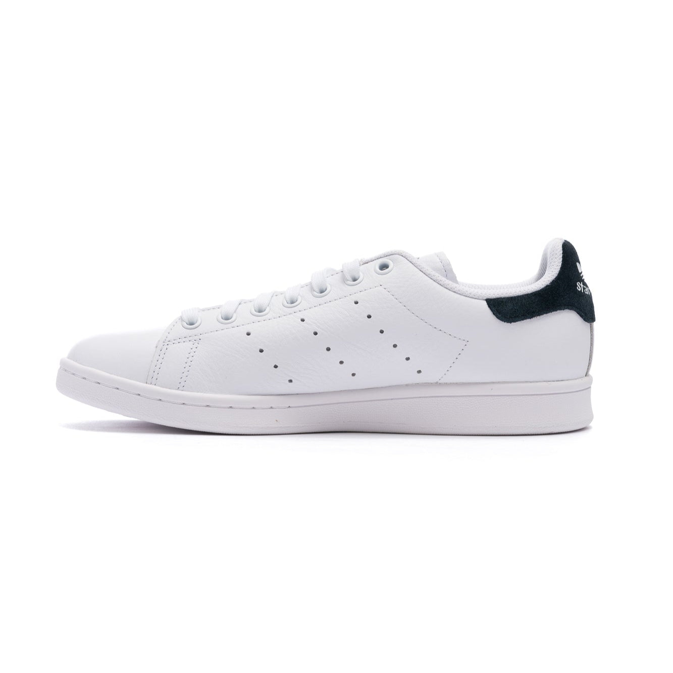 white adidas women's stan smith adv with black heel detail and white sole