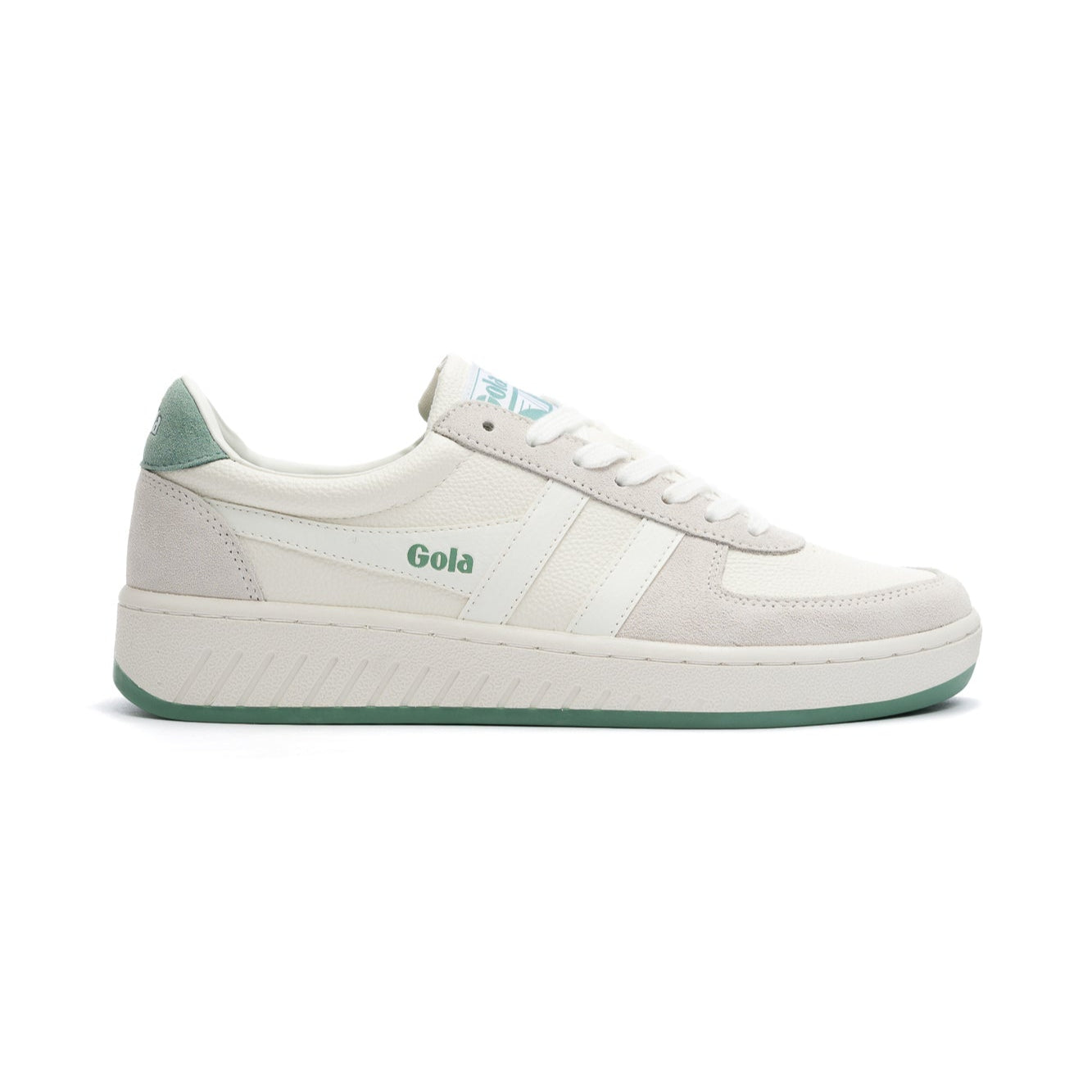 white gola women's grandslam 88 with green mist details and sole