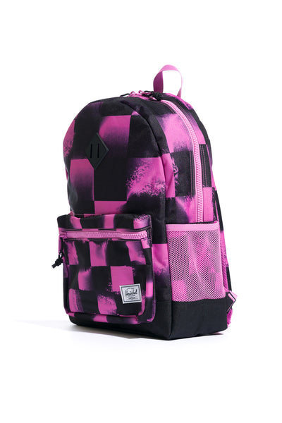 pink and black checkerboard herschel heritage youth backpack