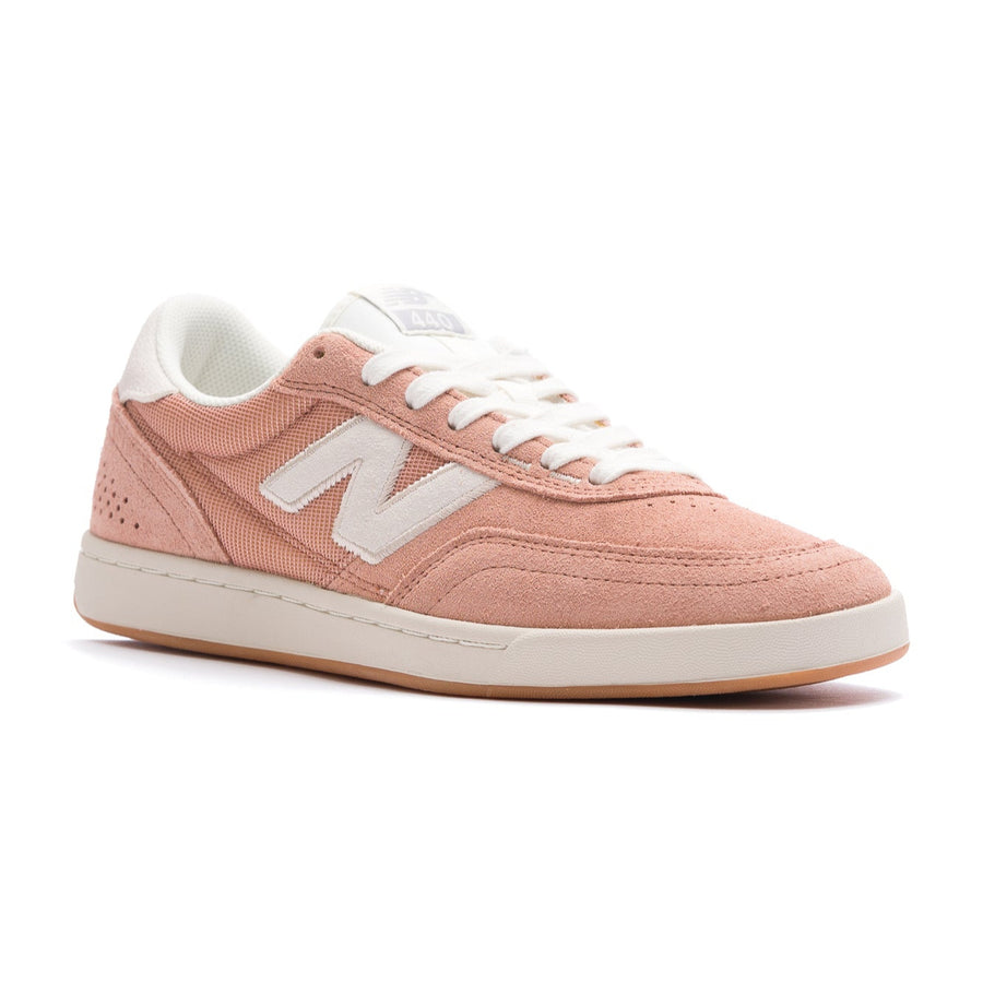 rose pink new balance numeric 440 v2 mens and women's skate shoe with white N and white sole