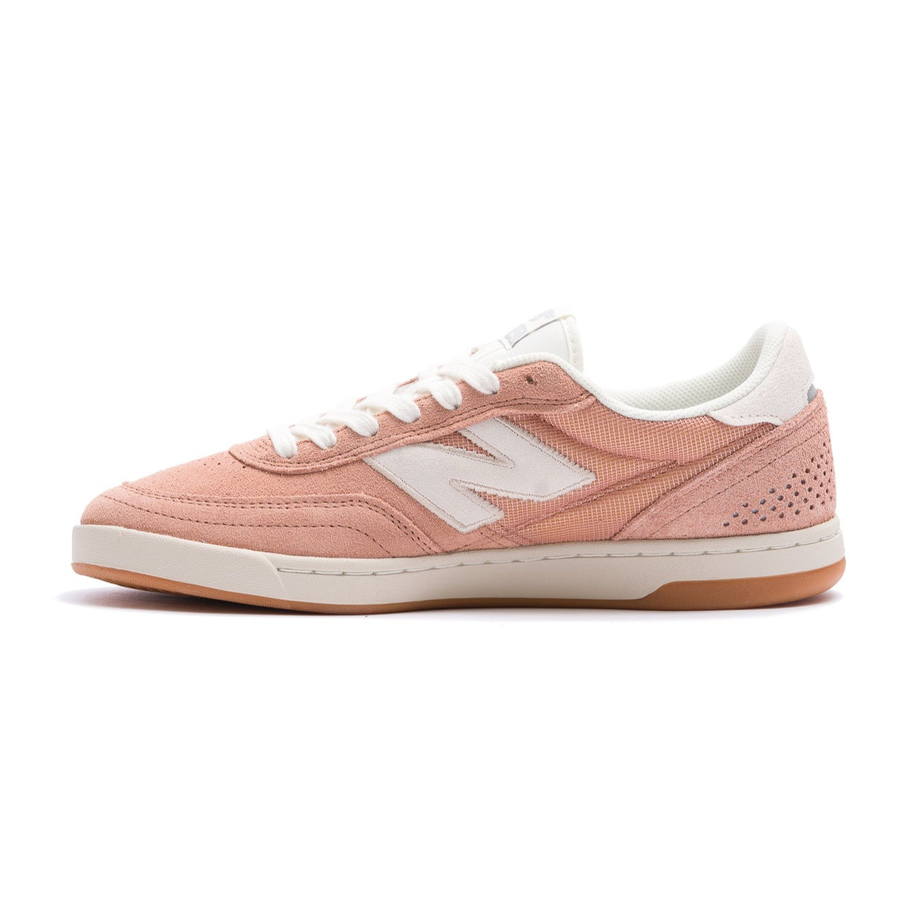 rose pink new balance numeric 440 v2 mens and women's skate shoe with white N and white sole