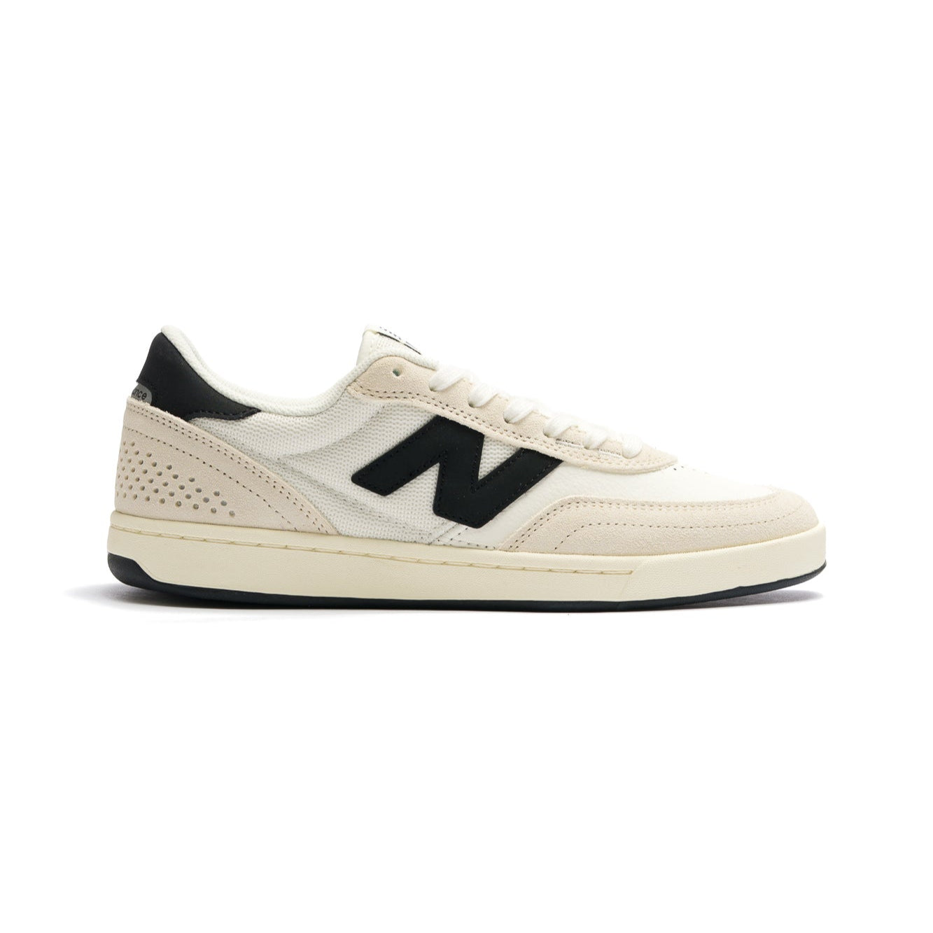 white new balance numeric 440v2 with black N logo and off white sole