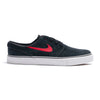 black nike sb janoski kids skate shoe with red swoosh and white sole