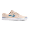 tan nike sb stefan janoski men's skate show with teal blue swoosh and white sole