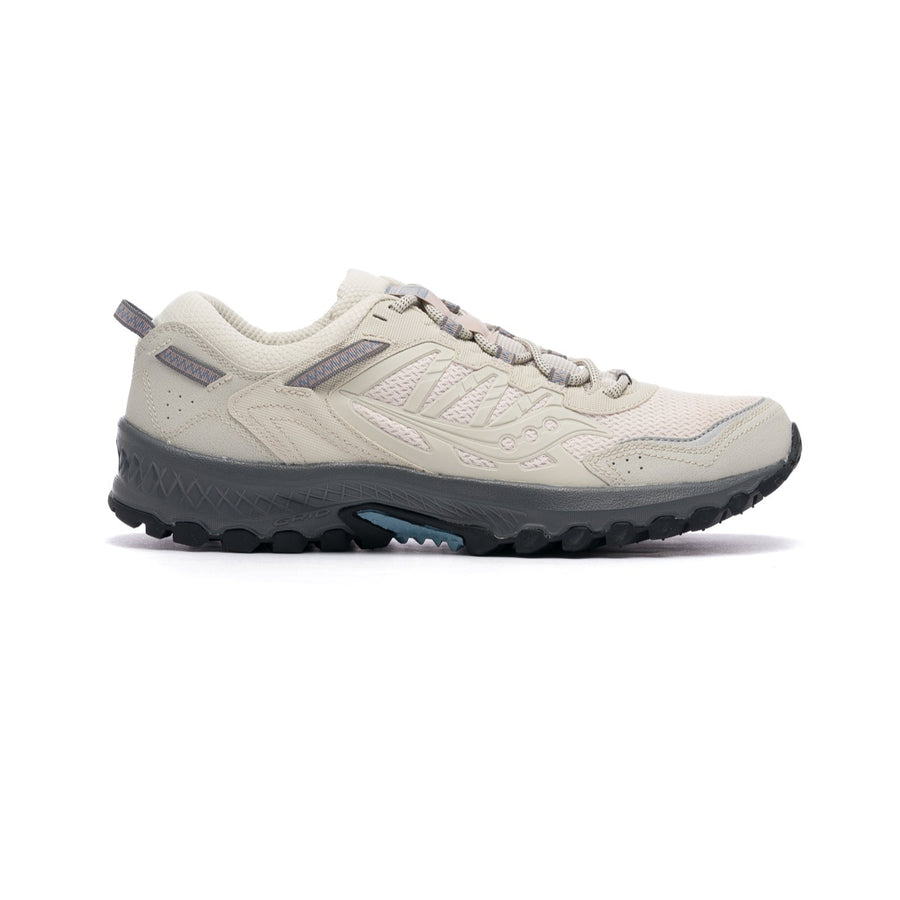 Grey saucony women's grid peak trail running sneaker with grey sole