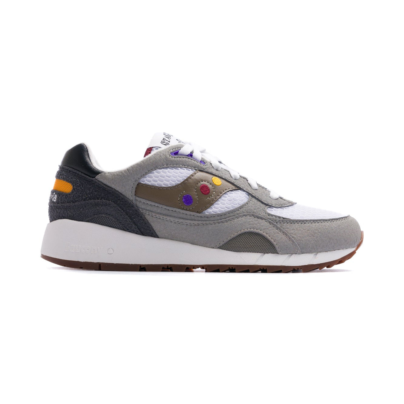 men's and women's grey and white saucony and friends shadow 6000 stage dives comfort sneaker