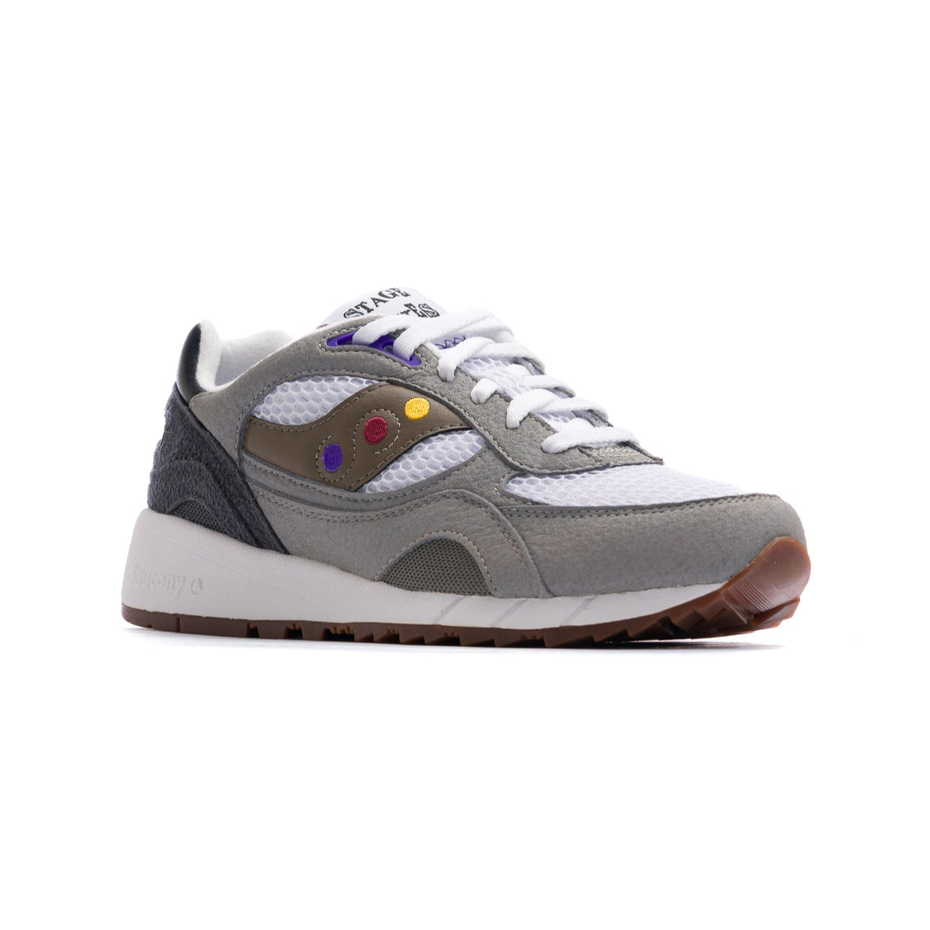 men's and women's grey and white saucony and friends shadow 6000 stage dives comfort sneaker