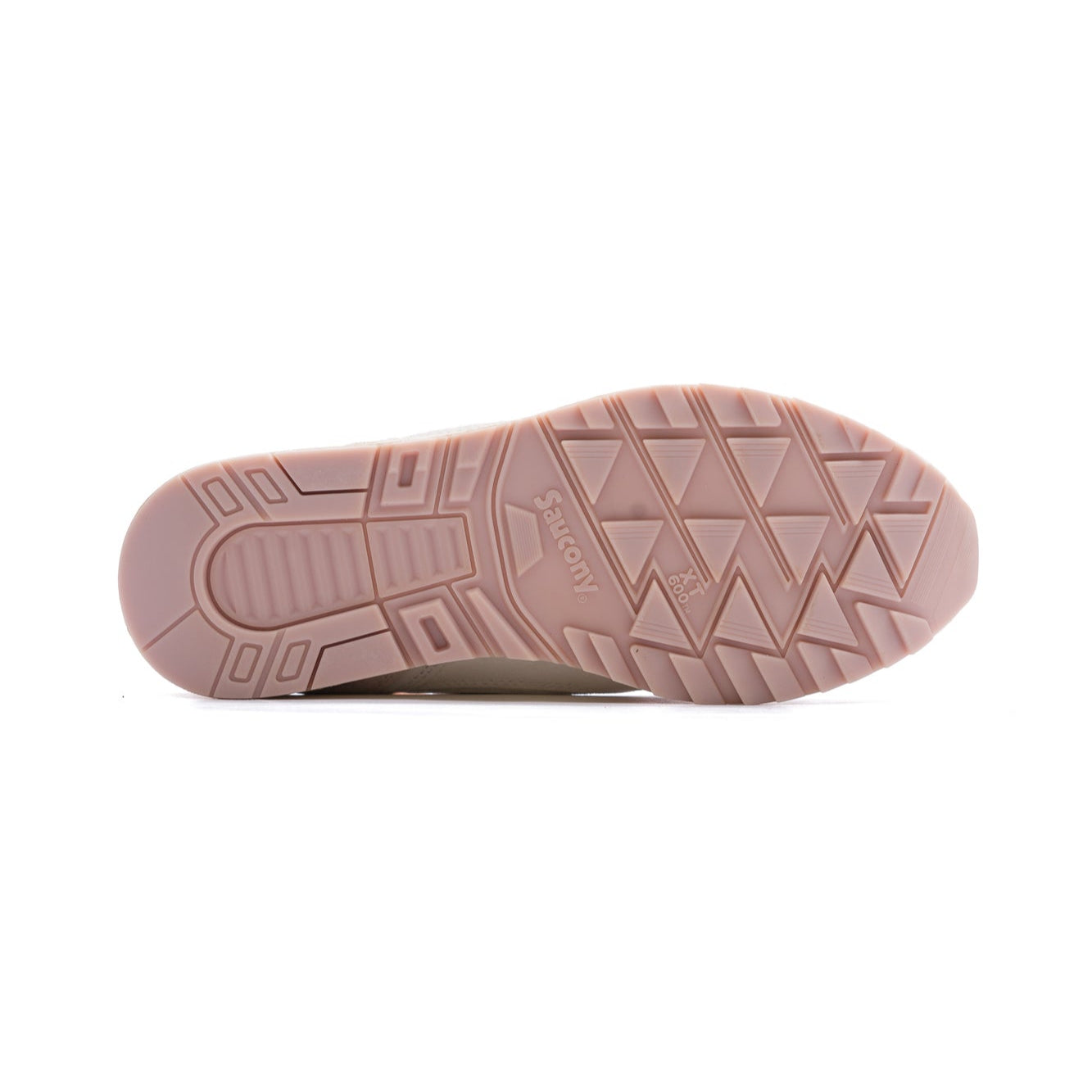 women's saucony shadow 6000 comfort shoe with white and tan upper with peach details