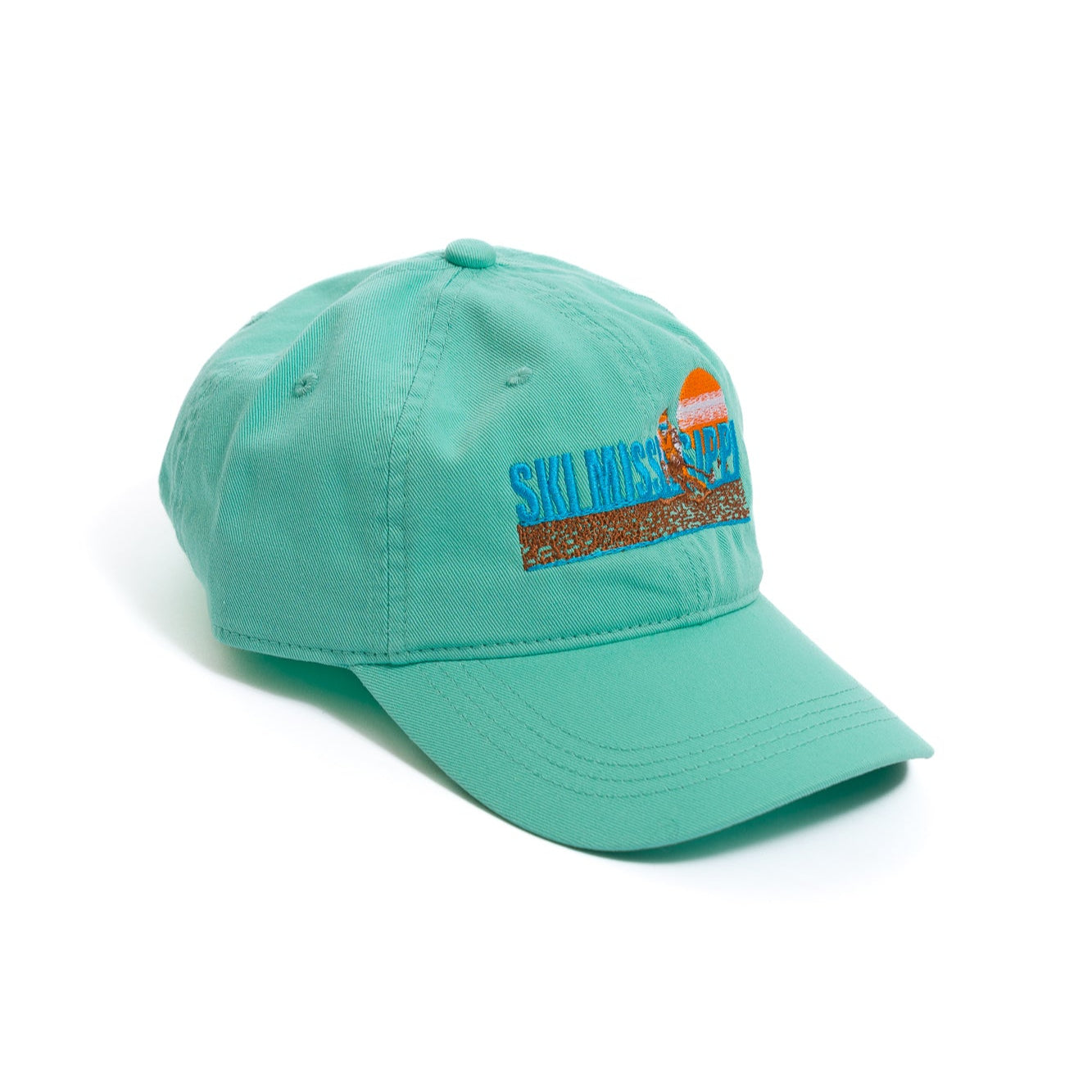 light green hat with light blue ski mississippi embroidered logo