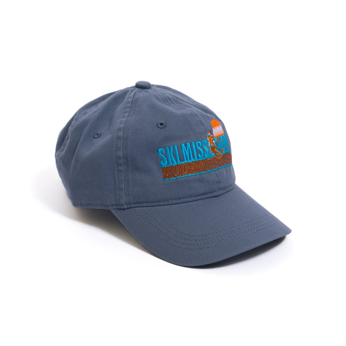 denim blue hat with light blue ski mississippi embroidered logo