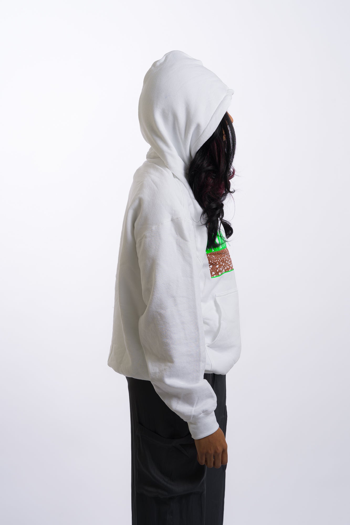 white hooded sweatshirt with lime green ski mississippi on the front