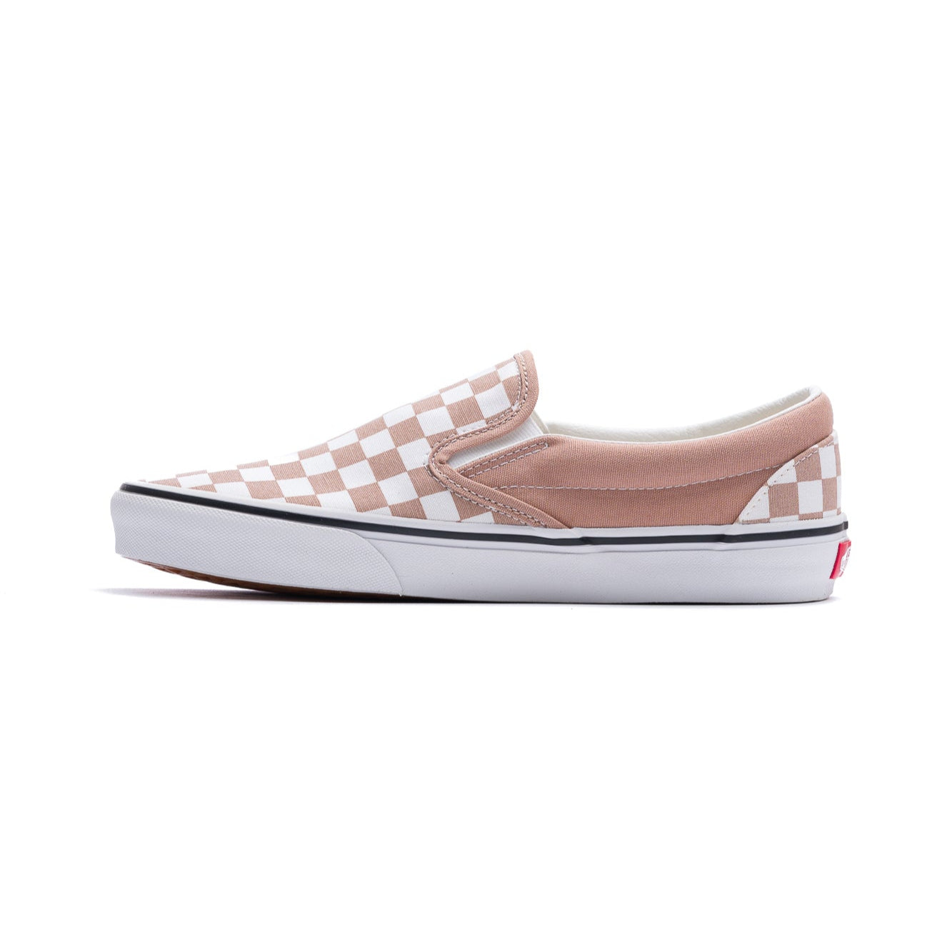 LIGHT BROWNISH PINK AND WHITE VANS WOMEN'S CLASSIC SLIP-ON SHOE WITH WHITE SOLE