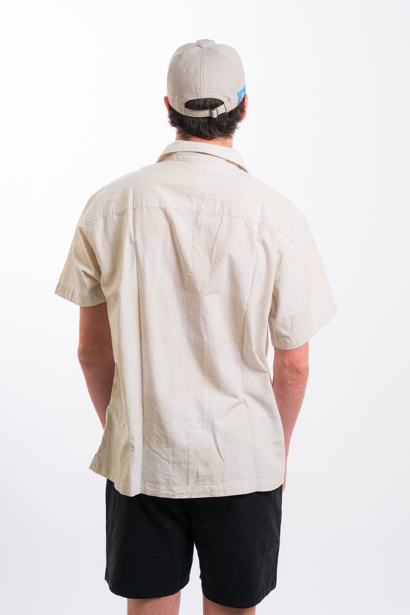 white checkerboard vans men's short sleeve button-up shirt