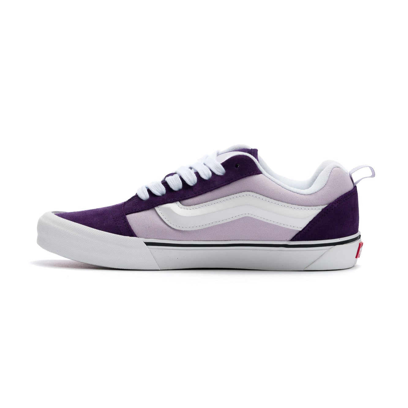 2-tone purple vans women's knu skool with white stripe and white sole