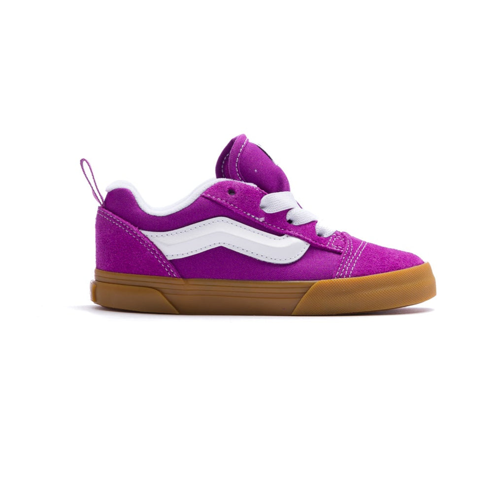 purple vans toddler knu skool with white sidestripe and gum sole