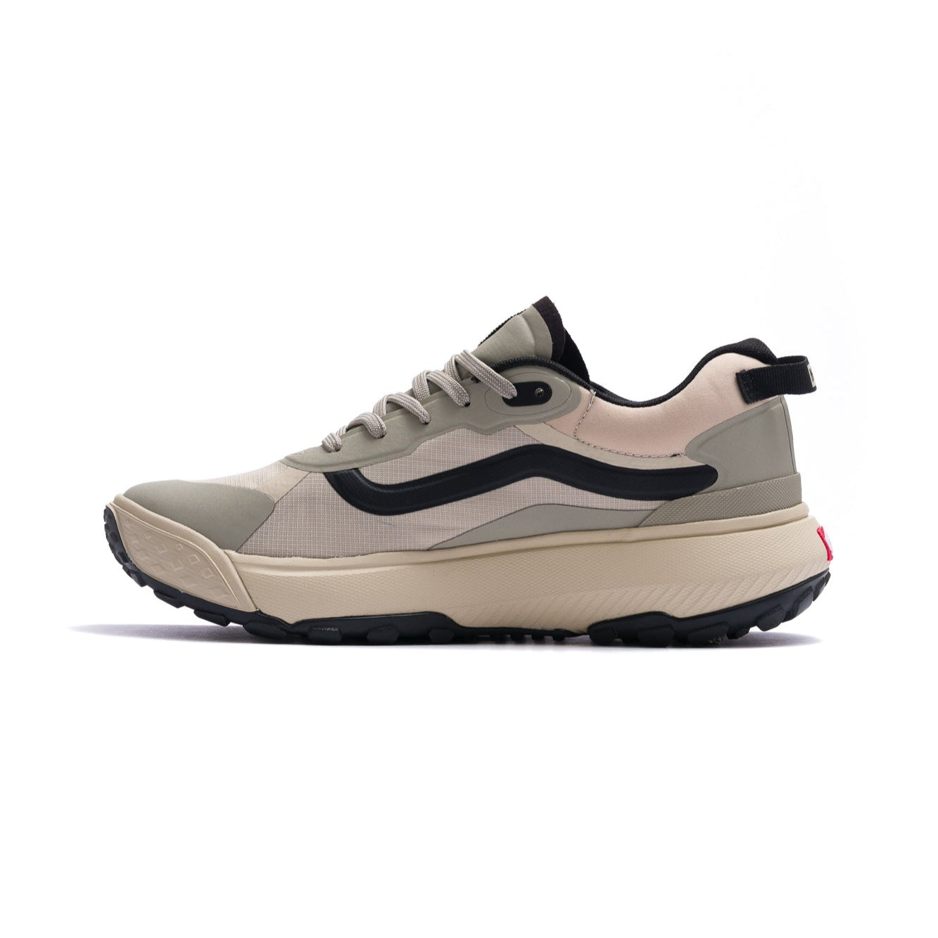 pale olive green men's vans mte crosspath trail shoe with off white and black soles