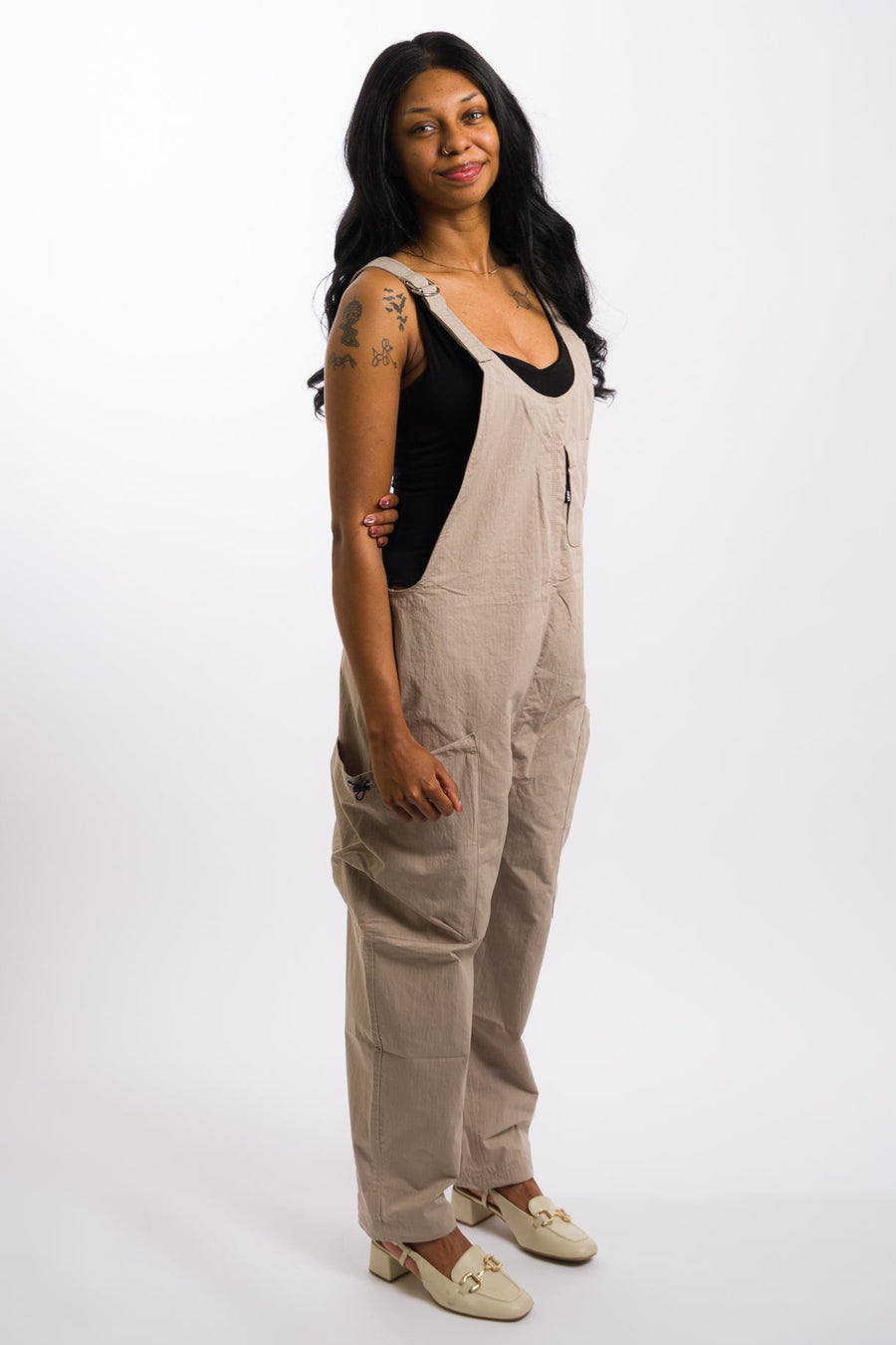 grey vans women's jumpsuit overalls with cargo pockets