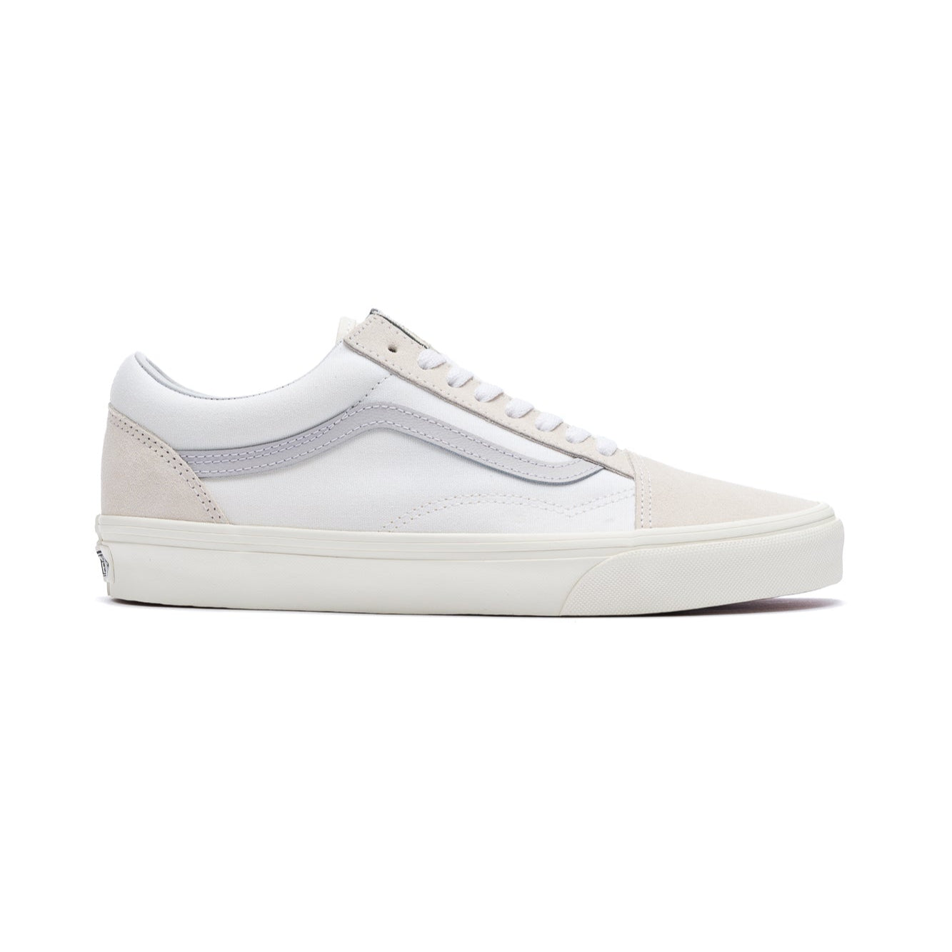 grey and white vans women's old skool with light blue sidestripe and white sole