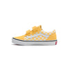 yellow and white checkerboard vans toddler old skool v shoe with white sidestripe and white sole