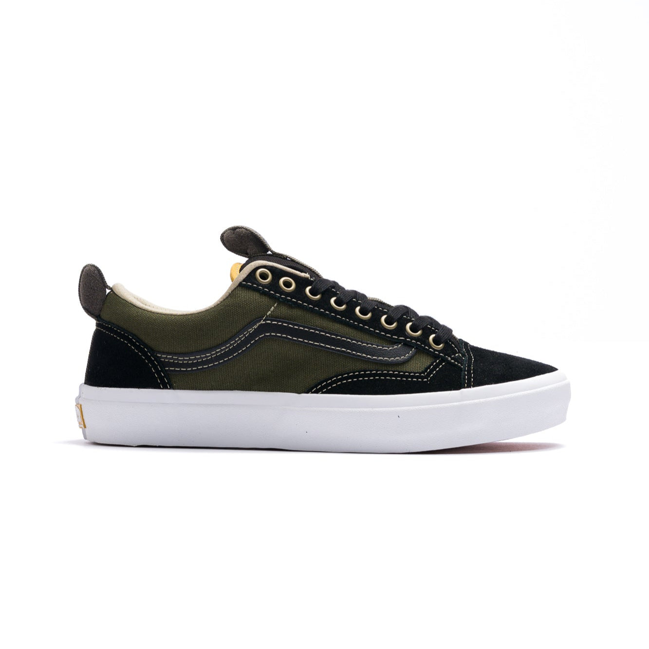 black and green vans men's old skool 36+ with black sidestripe and white sole