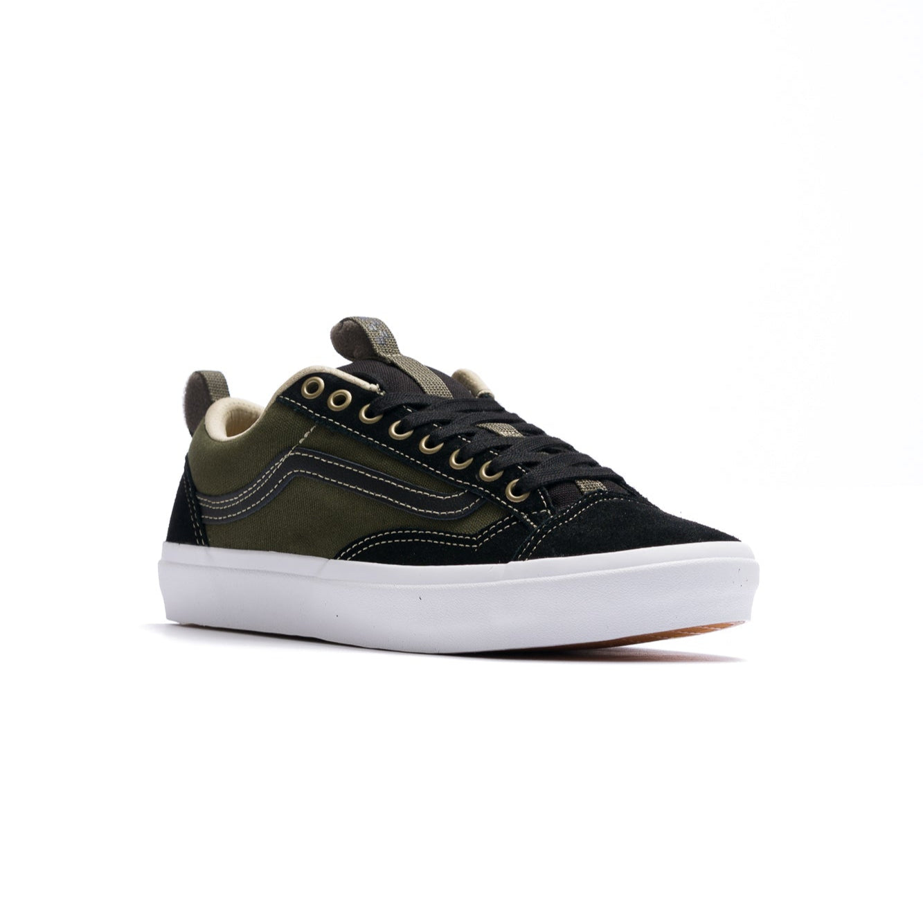 black and green vans men's old skool 36+ with black sidestripe and white sole