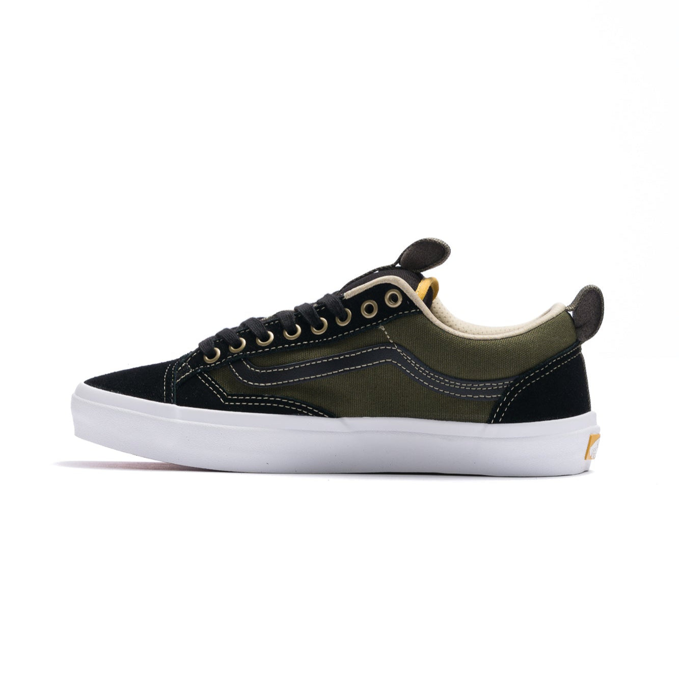 black and green vans men's old skool 36+ with black sidestripe and white sole