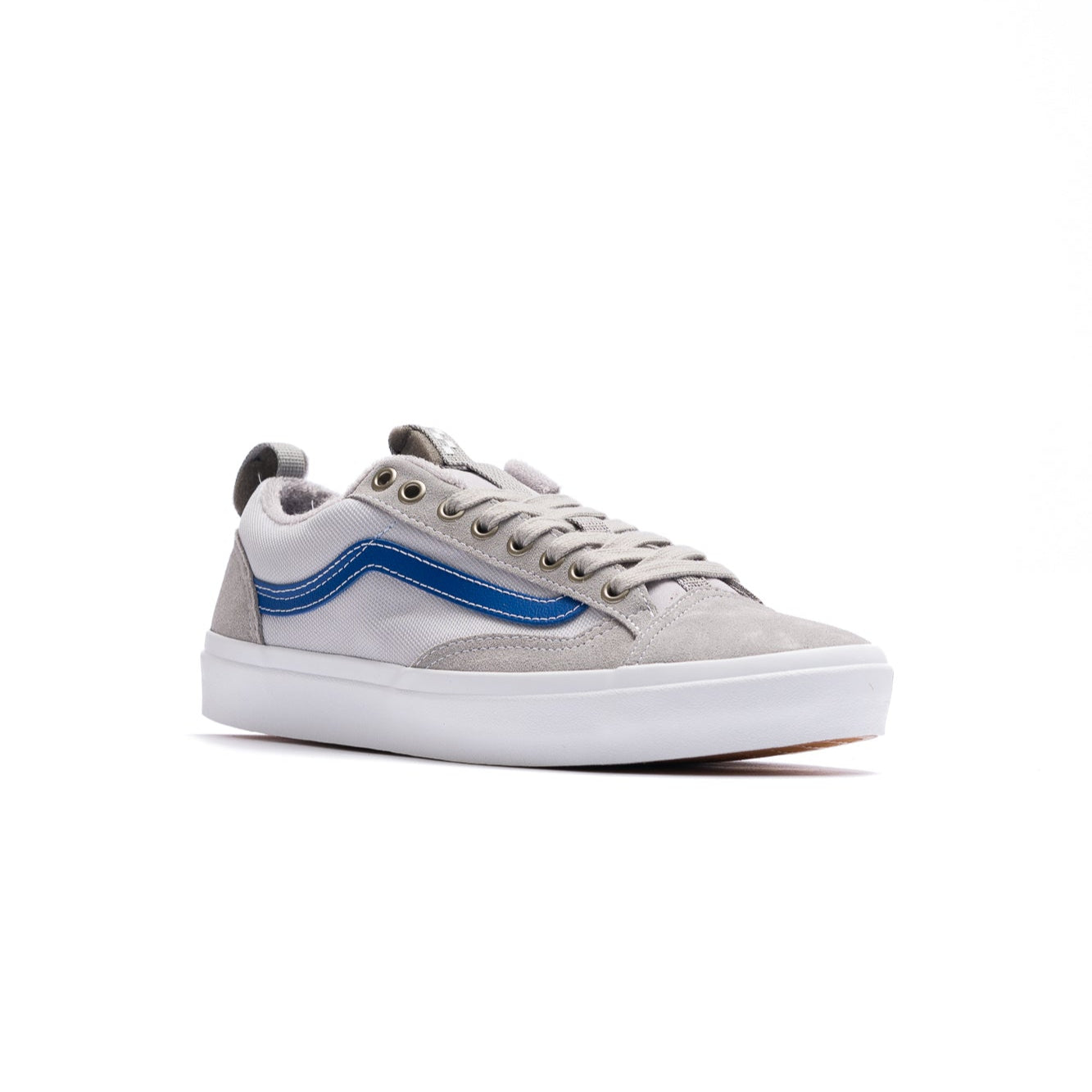 grey vans men's old skool 36+ with blue sidestripe and white sole