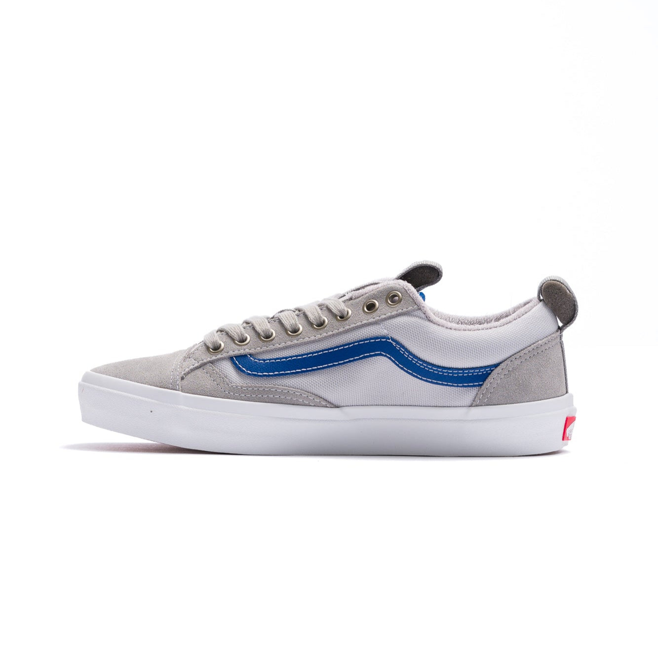 grey vans men's old skool 36+ with blue sidestripe and white sole