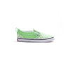 white and green checkerboard toddler vans velcro slip-on with green side panel and white sole