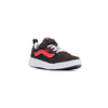 brown gray vans kids ultrarange 66 v with red sidestripe, velcro closure and white sole