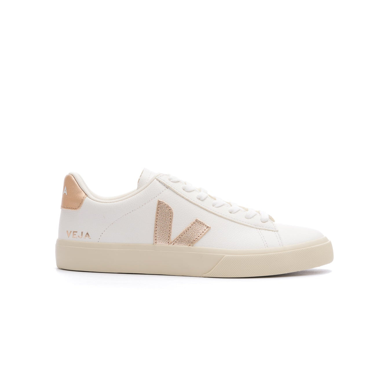 leather white veja women's campo with gold glitter V and off white sole