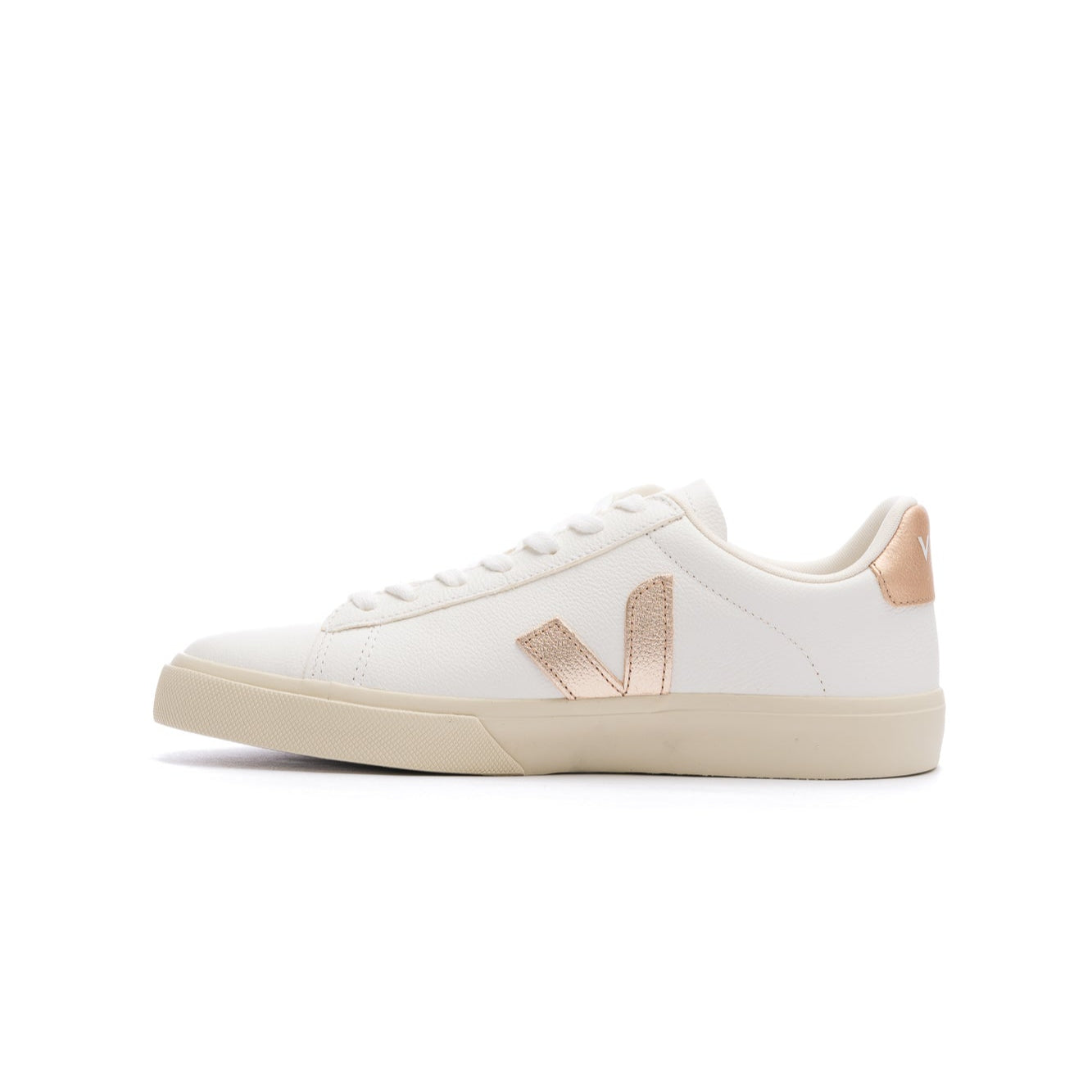 leather white veja women's campo with gold glitter V and off white sole
