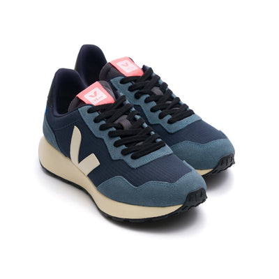 grey and navy blue veja men's paulistana ripstop shoe with off white V and sole