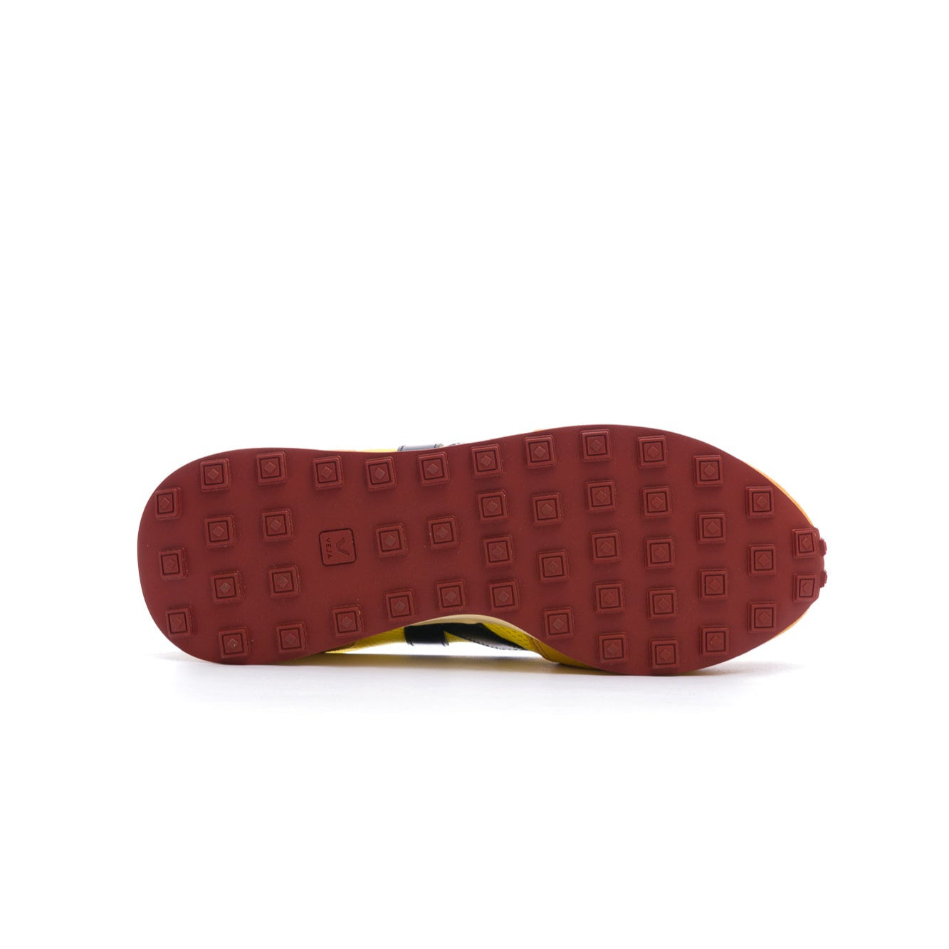 two-tone yellow veja women's rio branco with black V and off white sole