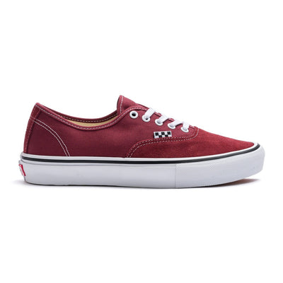 burgundy red vans men's authentic pro skate shoes with white sole